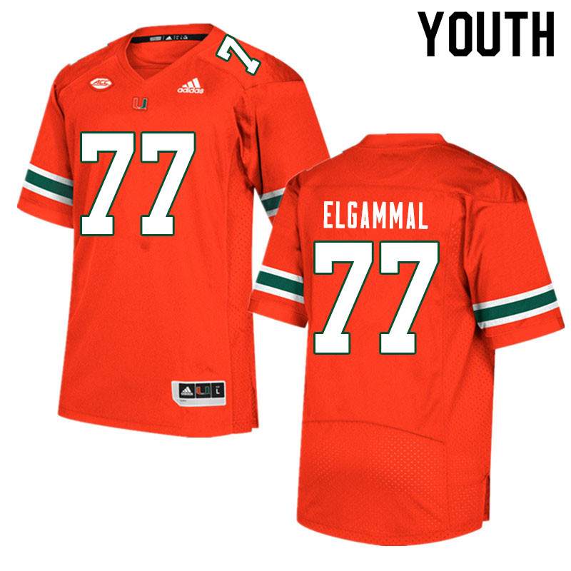 Youth #77 Adam ElGammal Miami Hurricanes College Football Jerseys Sale-Orange
